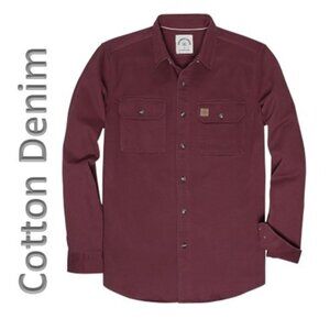 DUBINIK Denim Button Down Shirt Cotton Regular Fit Casual Work Shirt